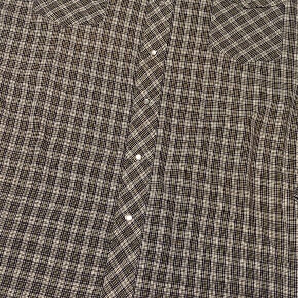 Vintage '90s style western super thin plaid Wrangler pearl snap 2XL - Picture 5 of 8